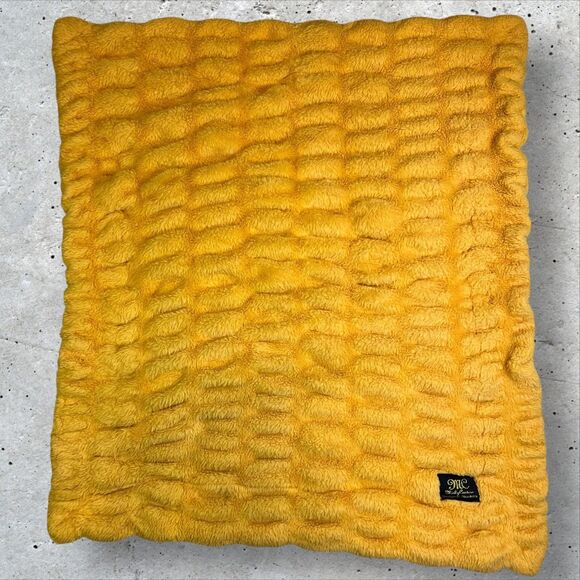 Minky Couture Yellow Gold Wavy Plush Baby Infant Stroller Blanket 34x28 - Picture 3 of 4